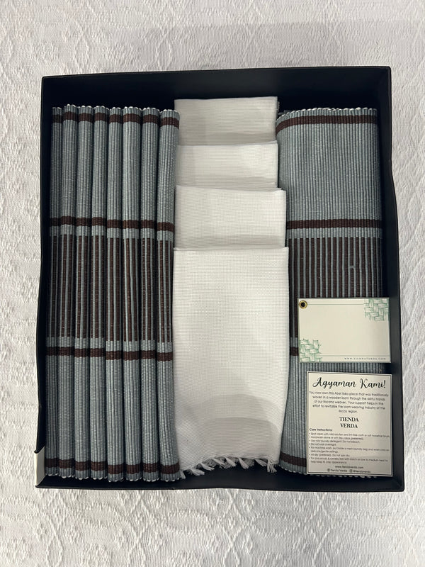 Dark Grayscale 8-Seater Verda Bundle with Napkins ( Personalized Embroidery INCLUDED)