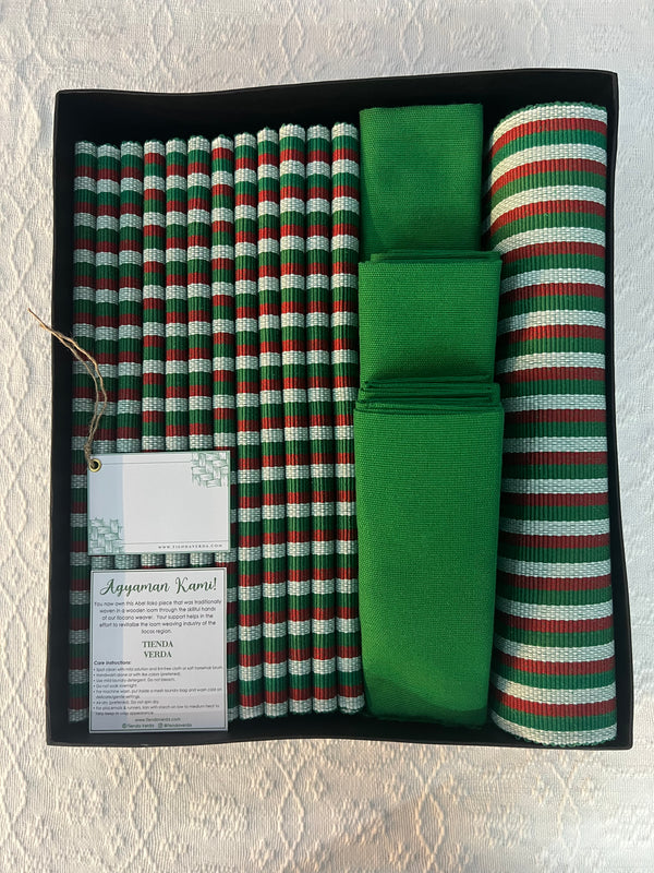 Candy Cane 12-Seater Verda Bundle with Napkins (Embroidery Included)