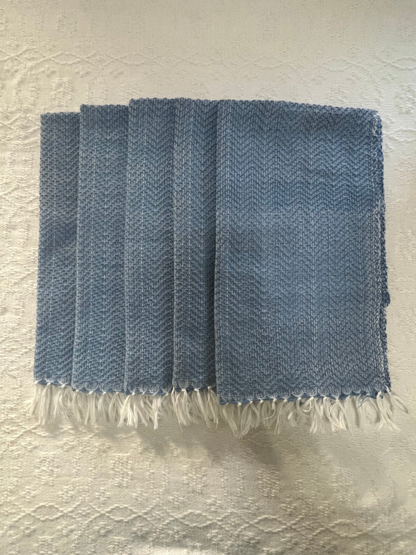 DUSTY BLUE HAND TOWELS - 5 piece set