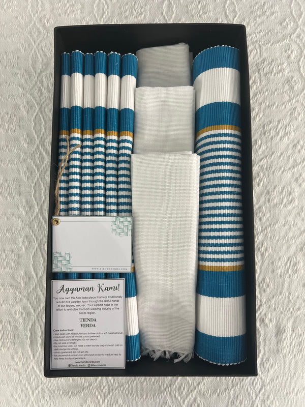 Cool Sea Blue 6-Seater Verda Bundle with Napkins (Personalized Embroidery INCLUDED)