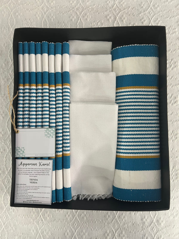 Cool Sea Blue 8-Seater Verda Bundle with Napkins (Personalized Embroidery INCLUDED)