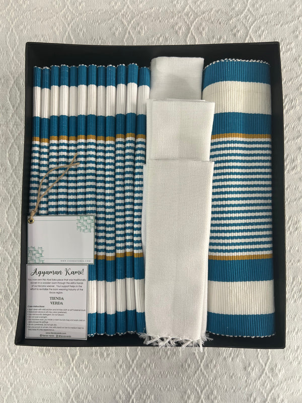 Cool Sea Blue 12-Seater Verda Bundle with Napkins (Embroidery Included)