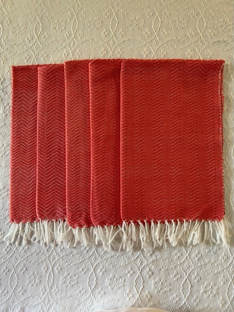 RED ORANGE HAND TOWELS - 5 piece set