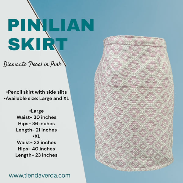 Pinilian Pencil Skirt - Diamante Floral in Pink