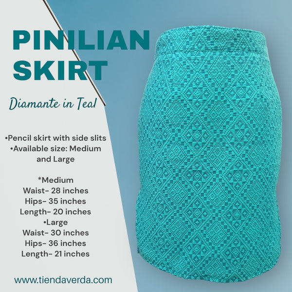 Pinilian Pencil Skirt - Diamante in Teal