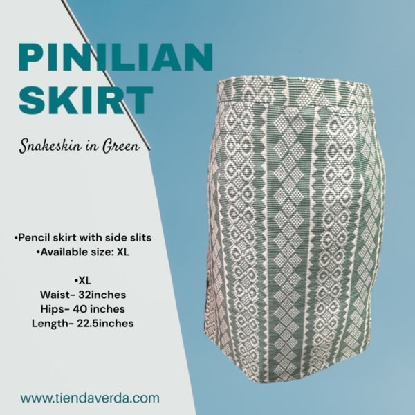 Pinilian Pencil Skirt - Snakeskin in Green