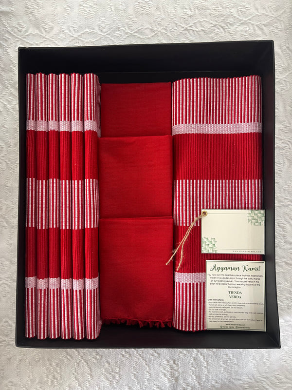 Crimson 6-Seater Verda Bundle with Napkins (Personalized Embroidery INCLUDED)