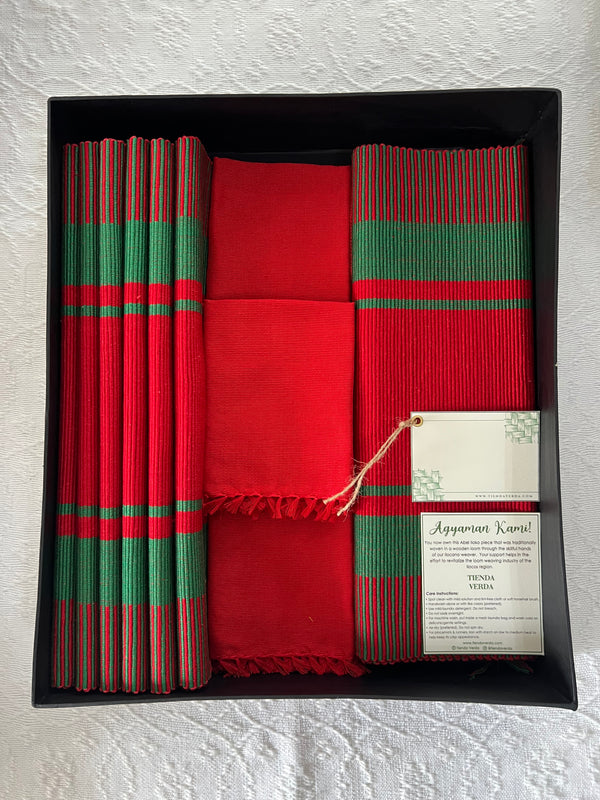 Yuletide 6-Seater Verda Bundle with Red Napkins (Personalized Embroidery INCLUDED)
