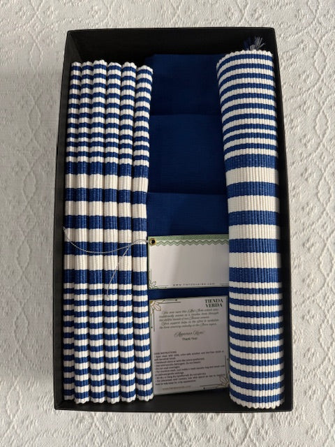 Audrey in Blue | 6-Seater | Runner, Placemats, & Napkins Gift Box