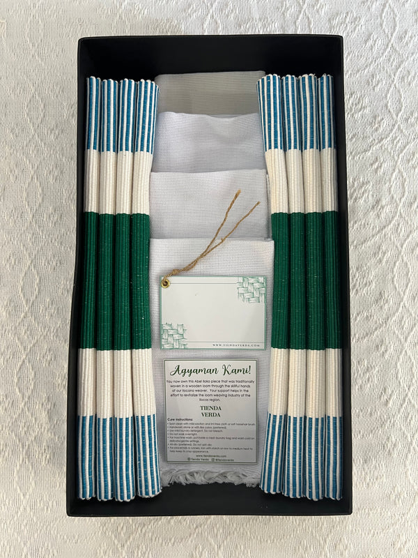 Blue Sea Green 8 - SEATER PLACEMAT AND NAPKIN SET (EMBROIDERY INCLUDED)