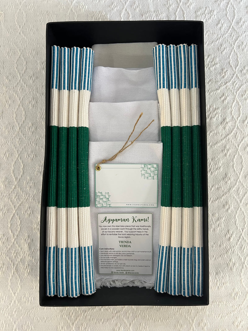 Blue Sea Green 8 - SEATER PLACEMAT AND NAPKIN SET (EMBROIDERY INCLUDED)