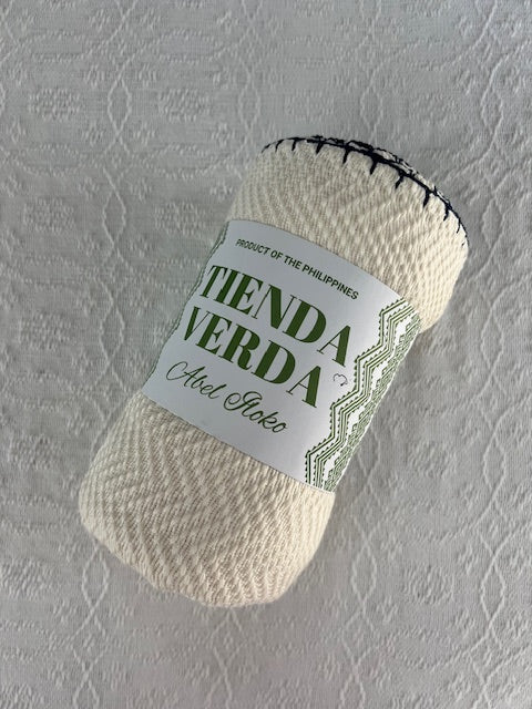 Trambia Blanket with Crocheted Edges (Cream/Navy)