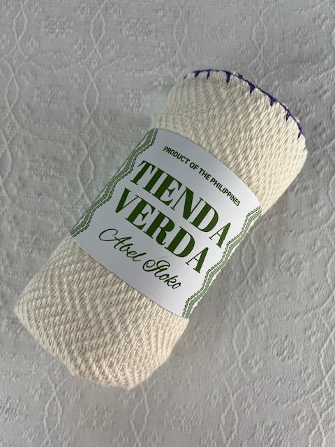 Trambia Blanket with Crocheted Edges (Cream/Purple)