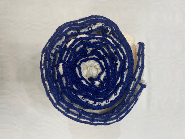 Trambia Blanket with Crocheted Edges (Cream/Royal Blue)