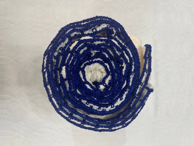 Trambia Blanket with Crocheted Edges (Cream/Royal Blue)