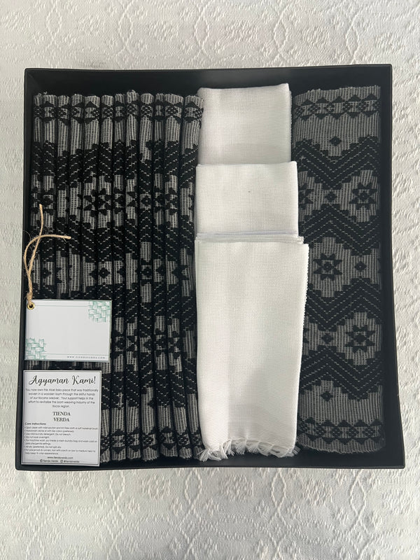 Tala in Black 12-Seater Pinilian Verda Bundle with Napkins (Embroidery Included)