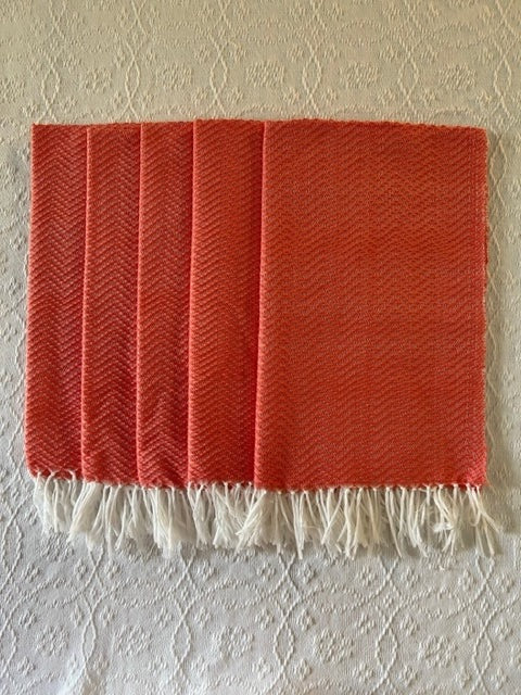 SALMON HAND TOWELS - 5 piece set