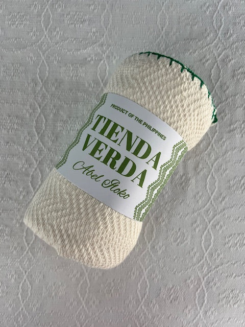 Trambia Blanket with Crocheted Edges (Cream/Green)