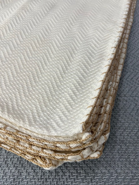 Trambia Blanket with Crocheted Edges (Cream/Mocha)