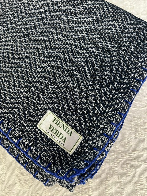 Trambia Blanket with Crocheted Edges (Navy/Royal Blue)