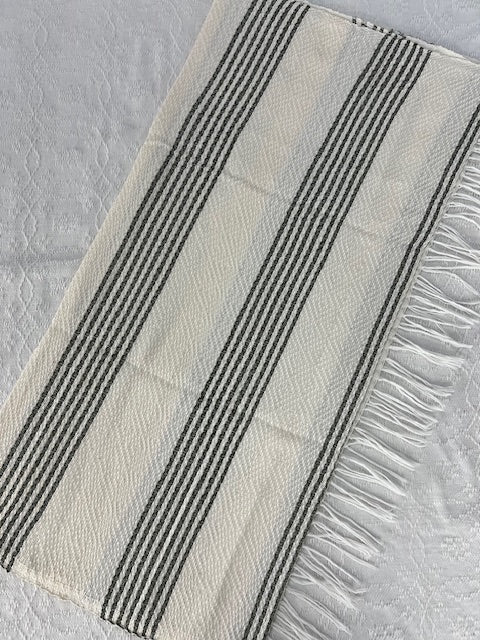 Travel Blanket with Sage Green Stripes