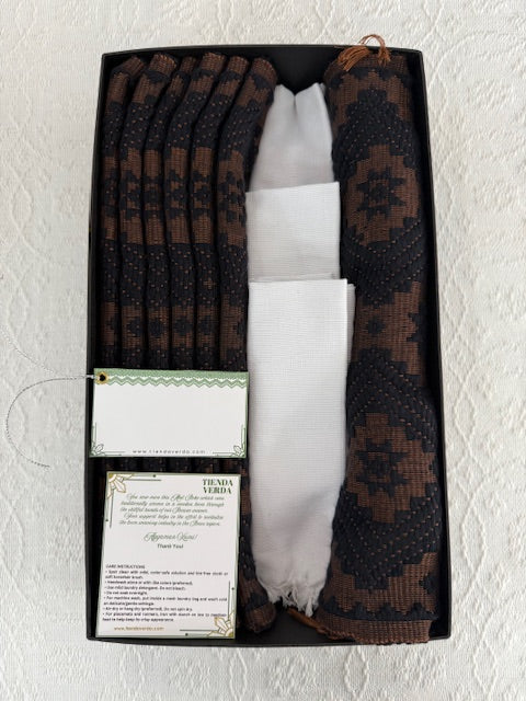 Tala in Brown/Black | 6-Seater | Pinilian Runner, Placemats, & Napkins Gift Box (Copy)