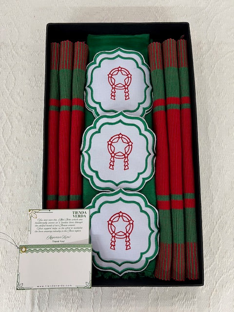 Yuletide | 6-Seater | Placemats, Napkins, & Premium Coasters Gift Box
